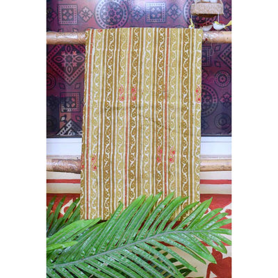 Green Block Print Embroidered Kurti Fabric - SSEthnics