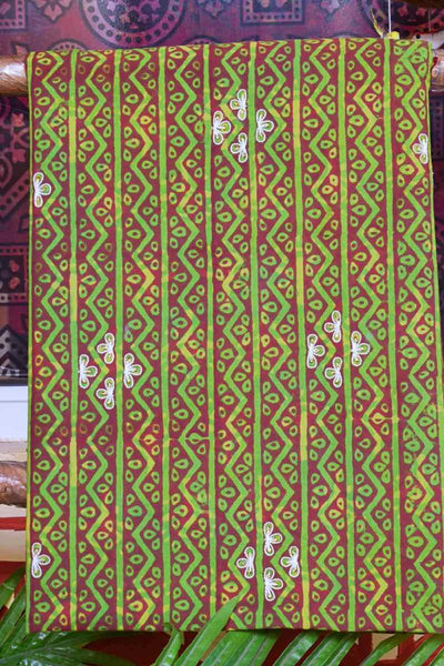 Green Block Print Embroidered Kurti Fabric - SSEthnics