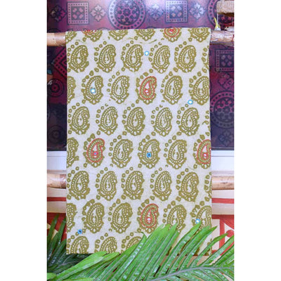 Green Block Print Embroidered Kurti Fabric - SSEthnics