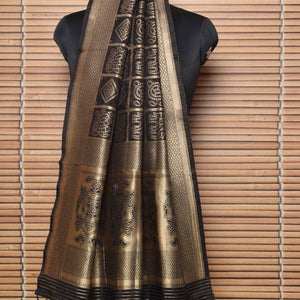Black Banarasi Woven Cotton Silk Dupatta