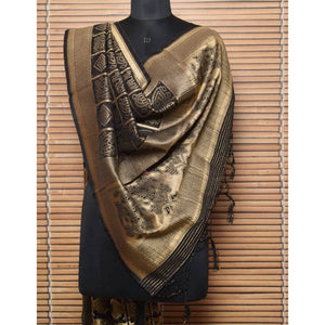 Black Banarasi Woven Cotton Silk Dupatta