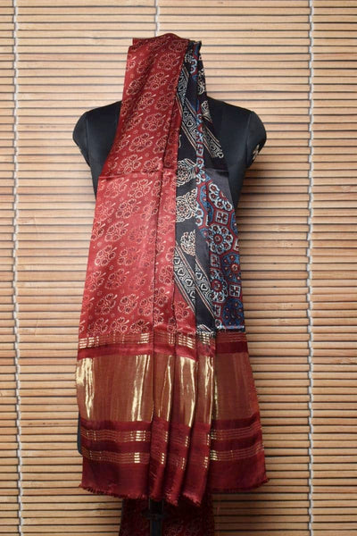 Madder Special Ajrakh Modal Silk Tissue Pallu Dupatta
