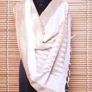 Cream Bhagalpuri Ikat Cotton Dupatta