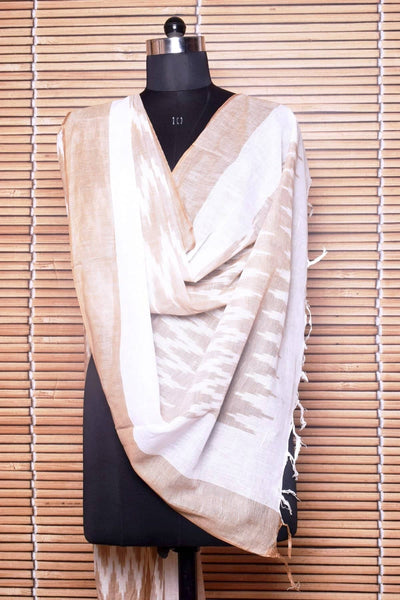 Cream Bhagalpuri Ikat Cotton Dupatta