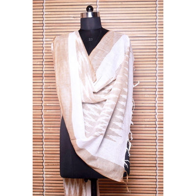 Cream Bhagalpuri Ikat Cotton Dupatta