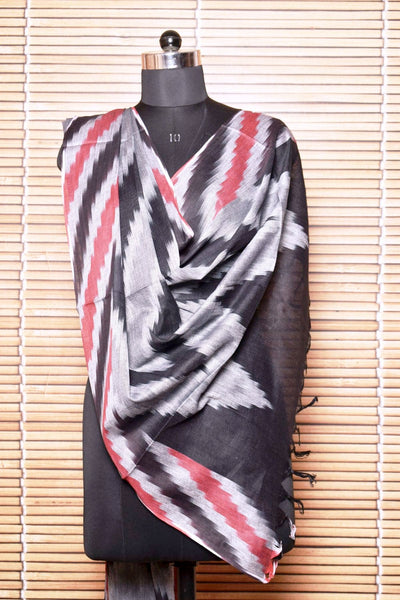 Black Bhagalpuri Ikat Cotton Dupatta