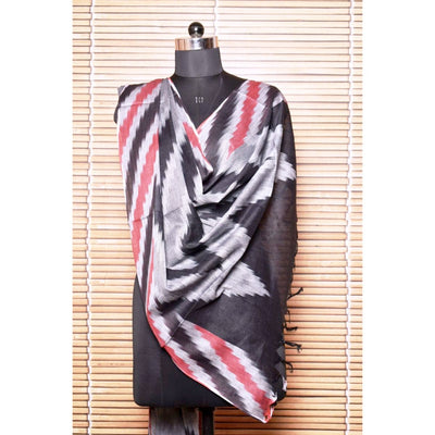 Black Bhagalpuri Ikat Cotton Dupatta