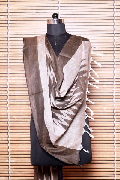 Brown Bhagalpuri Ikat Cotton Dupatta