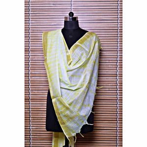 Yellow Shibori Bhagalpuri Cotton Silk Dupatta - SSEthnics