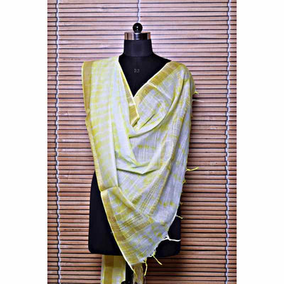Yellow Shibori Bhagalpuri Cotton Silk Dupatta - SSEthnics