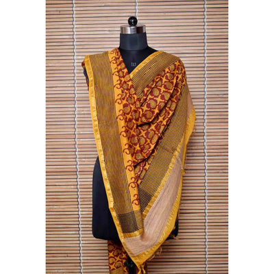 Yellow Bagh Maheshwari Dupatta - SSEthnics