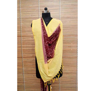 Maroon Mercerised Handloom Ikat Patola Dupatta - SSEthnics