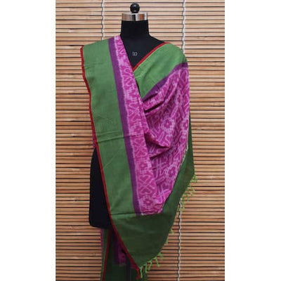 Purple Mercerised Handloom Ikat Patola Dupatta - SSEthnics