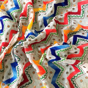 Cream Chanderi Phulkari Hand Embroidered Dupatta