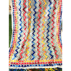 Cream Chanderi Phulkari Hand Embroidered Dupatta