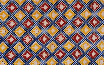 Blue Screen Print Kalamkari Inspired Fabric - SSEthnics