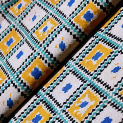 Sea Green Screen Print Kalamkari Inspired Fabric - SSEthnics