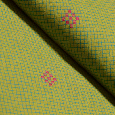 Green Checkered Cotton Woven Fabric (Cut Piece 2 Meter)