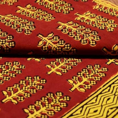 Yellow Bagh Cotton Handblock Print Fabric - SSEthnics