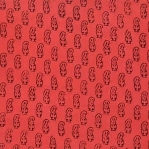 Red Bagh Cotton Block Print Fabric - SSEthnics