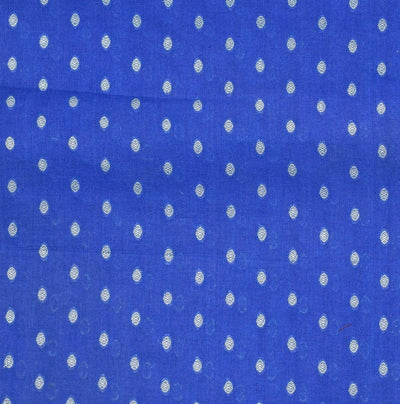 Blue Zari Booti Cotton Woven Fabric (Cut Piece 1.5 Meter)