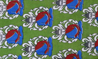 Green Screen Print Kalamkari Inspired Fabric - SSEthnics