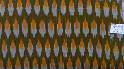 Green Pochampally Ikat Fabric - SSEthnics