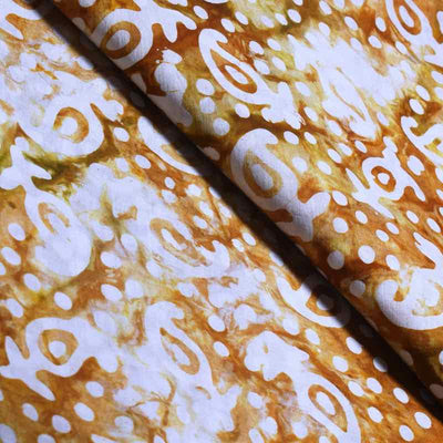 Brown Hand Wax Batik Cotton Fabric - SSEthnics