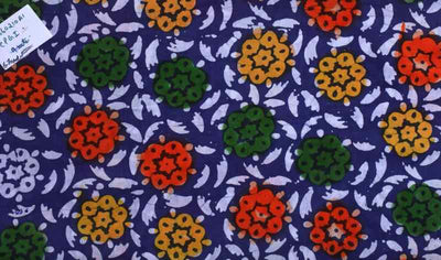 Purple Hand Wax Batik Cotton Fabric - SSEthnics