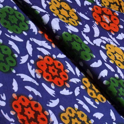 Purple Hand Wax Batik Cotton Fabric - SSEthnics