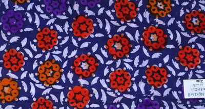 Purple Hand Wax Batik Cotton Fabric - SSEthnics
