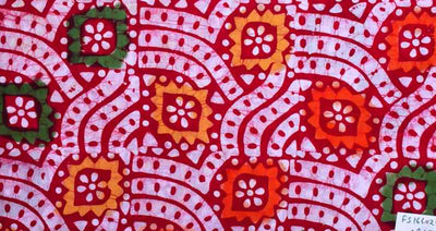 Red Hand Wax Batik Cotton Fabric - SSEthnics