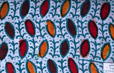 White Hand Wax Batik Cotton Fabric - SSEthnics
