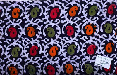 Blue Hand Wax Batik Cotton Fabric - SSEthnics