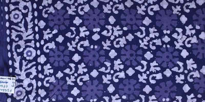 Blue Hand Wax Batik Cotton Fabric - SSEthnics