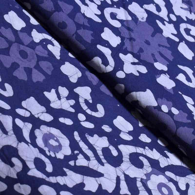 Blue Hand Wax Batik Cotton Fabric - SSEthnics