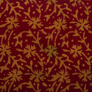 Maroon Hand Wax Batik Cotton Fabric - SSEthnics