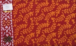 Red Hand Wax Batik Cotton Fabric - SSEthnics