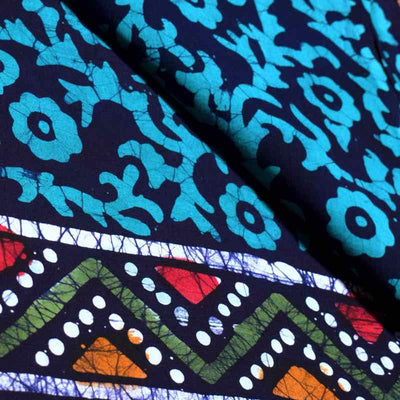 Sea Green Hand Wax Batik Fabric - SSEthnics