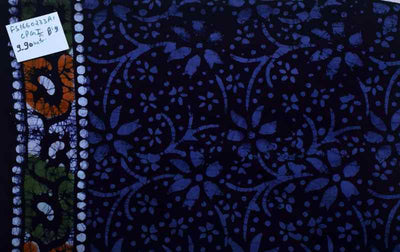 Blue Hand Wax Batik Cotton Fabric - SSEthnics