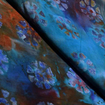 Multicolour Hand Wax Batik Cotton Fabric - SSEthnics