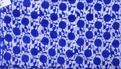Blue Hand Wax Batik Cotton Fabric - SSEthnics