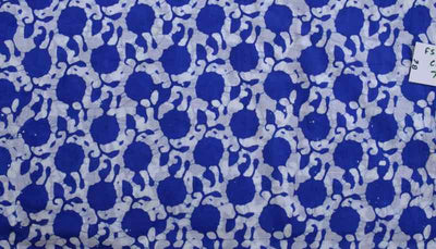 Blue Hand Wax Batik Cotton Fabric - SSEthnics