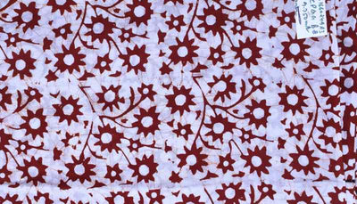 Brown Hand Wax Batik Cotton Fabric - SSEthnics