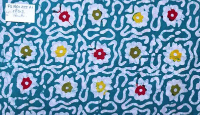 Blue Hand Wax Batik Cotton Fabric - SSEthnics