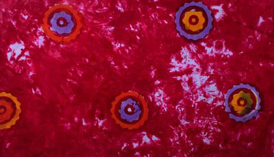 Red Hand Wax Batik Cotton Fabric - SSEthnics