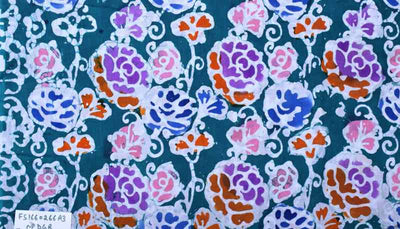 Blue Hand Wax Copper Block Batik Cotton Fabric - SSEthnics