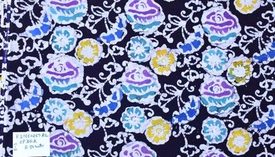 Black Hand Wax Copper Block Batik Cotton Fabric - SSEthnics