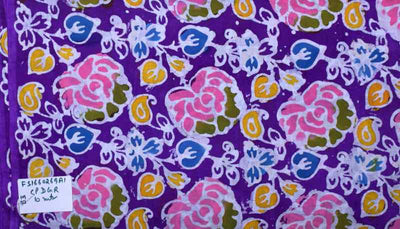 Purple Hand Wax Copper Block Batik Cotton Fabric - SSEthnics