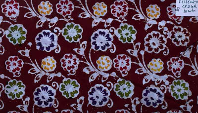 Brown Hand Wax Copper Block Batik Cotton Fabric - SSEthnics